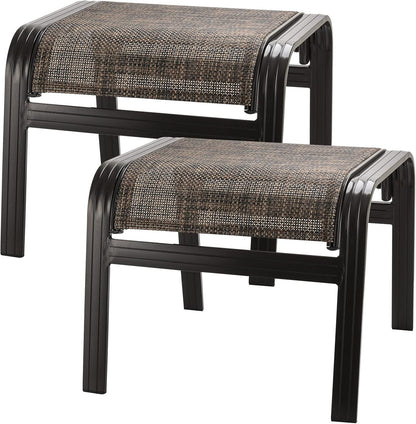 Outdoor Ottomans for Patio Footrest Metal Chairs Patio Footstools Furniture Outside Stools Small Seat Set of 2 Brown, 2 Pack-brown, 22''*20''*17''