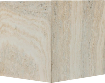 Meridian Furniture 99029Travertine-ET Piazza Collection Art Deco Indoor/Outdoor Concrete End Table with Travertine Finish, 16" W x 16" D x 16" H, Travertine