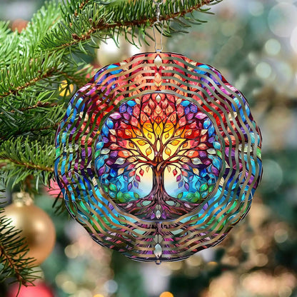 Tree of Life Wind Spinner,3D Frosted Wind Spinners Hanging for Yard and Garden Gift Tree of Life Wind Sculptures,10" Hanging Tree of Life Wind Spinner Made of Tough Steel Plate