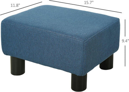 Blue Linen Fabric Ottoman Footrest - Multi-Functional for Living Room, Bedroom & Entryway