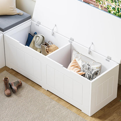 L Shaped Corner Storage Bench with Cushion, Breakfast Nook Bench, Kitchen Banquette Dining Seating with Hidden Storage, Flip-Top Shoe Storage Benches for Entryway Cloakroom