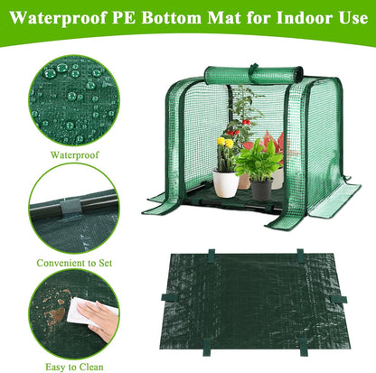 U'Artlines Portable Mini Greenhouse Small Green House with Waterproof Pad 23x13x17 Inch Plant Cover Tent for Garden Small Plants Indoor Outdoor, Green PE