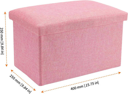 HOZEON 3 Pack 15.7 x 9.8 x 9.10 Inches Folding Storage Ottoman, Pink Rectangle Footrest Seat, Multifunctional Foot Stool for Living Room, Office, Traveling, Fishing, Camping
