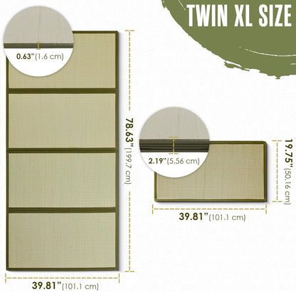 Tatami Mat, Tatami Mattress, Japanese Sleeping Mat, Traditional, 80x40 | Houseables Japanese Floor Mattress, Twin XL, Bamboo Sleeping Rug, Kotatsu Floor Bed, Futon, Goza, Rush Grass, Folding
