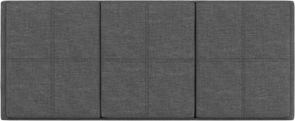 SIMPLIHOME Avalon 42" Wide Linen Look Fabric Storage Ottoman in Slate Grey