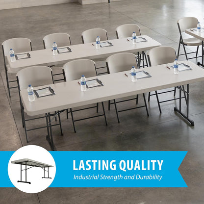 LIFETIME 880250 Professional Grade Folding Table, 8 ft, Almond HDPE Top, Bronze Powder-Coated Steel Frame, Seats 8, Indoor/Outdoor, 18-Packa