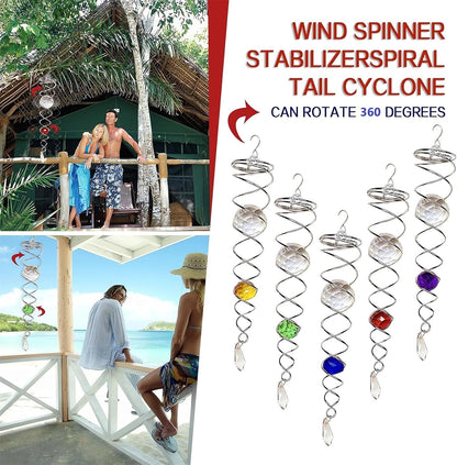 Decorative Spiral - 2024 New Gazing Ball Spiral Tail Wind Spinner Stabilizer, Spinfinity Designs Hanging Kinetic Wind Spinners Decorative Spiral Crystal Sun Catchers Rainbow Maker (Blue, 9in)