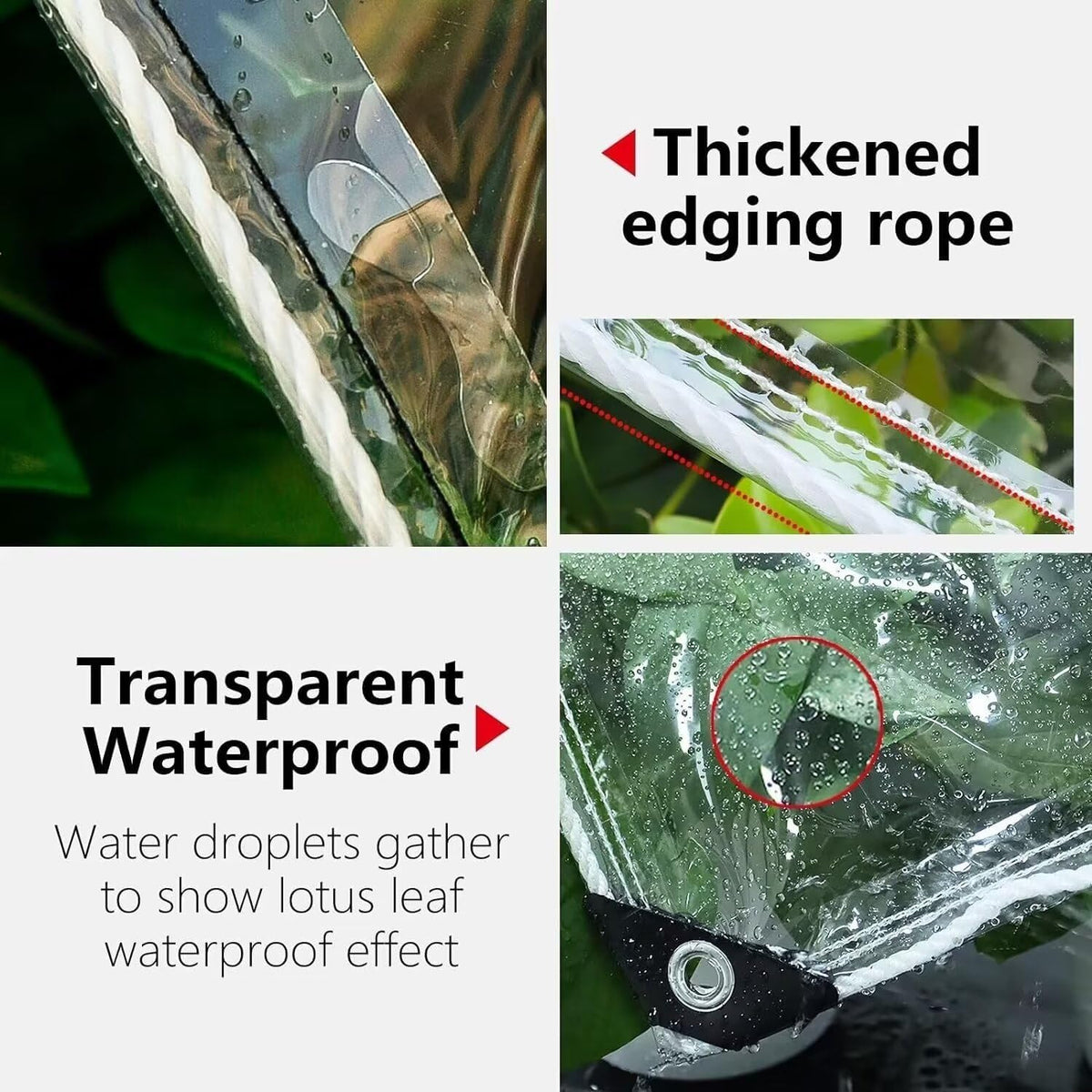 4' X 6' Clear Vinyl Tarp, 14 Mil Clear Tarps Heavy Duty Water Resistant, 400g/m² Thickened Tear Resistant with Metal Grommets, for Patio Porch and Garden Chicken Coop
