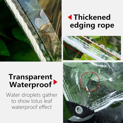 4' X 6' Clear Vinyl Tarp, 14 Mil Clear Tarps Heavy Duty Water Resistant, 400g/m² Thickened Tear Resistant with Metal Grommets, for Patio Porch and Garden Chicken Coop