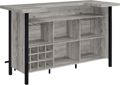 Coaster Home Furnishings - Bellemore - Wood & Metal - Bar Cabinet with Bottle Rack and Stemware Racks with Open Storage - Dining Room & Home Bar - Gray Driftwood - 182105