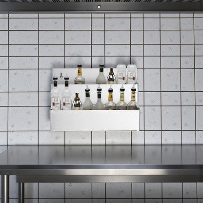 PRO&Family 30" Commercial Stainless Steel Liquor Display Rack, Bar Bottle Organizer, Heavy Duty Countertop & Underbar Shelf for Bars, Restaurants, Home Bar, Beverage Stations