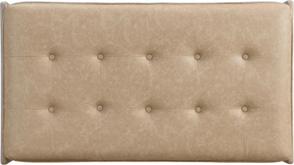Merax 48.4" Rectangle Tufted Upholstered Cocktail Ottoman, Leather Ottoman Coffee Table, PU Leather Ottoman for Living Room, Bedroom, Office,Taupe Brown