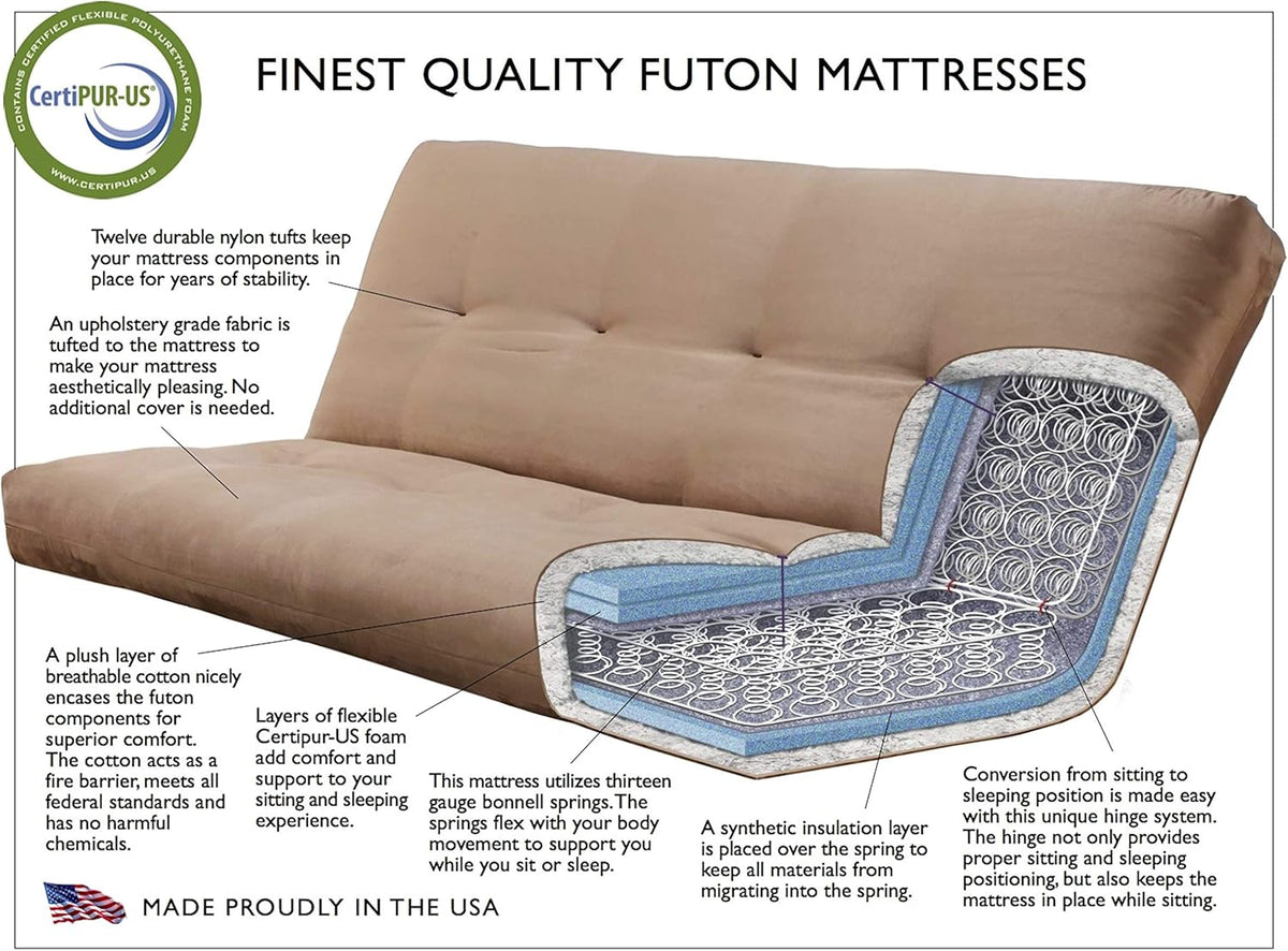 Kodiak Furniture Monterey Queen-size Futon, Espresso Finish with Suede Gray Mattress
