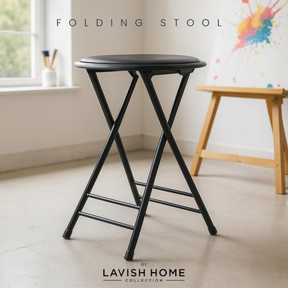 Folding Stool - Portable Backless 24-Inch Stool with 225lb Capacity, Single | Collapsible Counter Bar Stools, Compact Folding Chair, for Kitchen or Rec Room, Camping, Indoor and Outdoor by Lavish Home