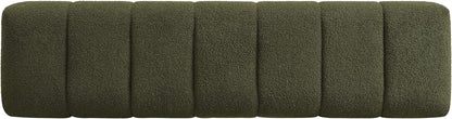 Merax 64" Upholstered Boucle Dining Bench Entryway End of Bed Ottoman Bench for Living Room Bedroom Dining Room, Wood Leg, Bear 300 LBS, No-Assembly (Green)