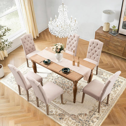 Tufted Upholstered Parsons Dining Chair Set Fabric Diner Accent Stylish Modern Kitchen Living Room with Button Sturdy Solid Wood Legs, 2-Pack