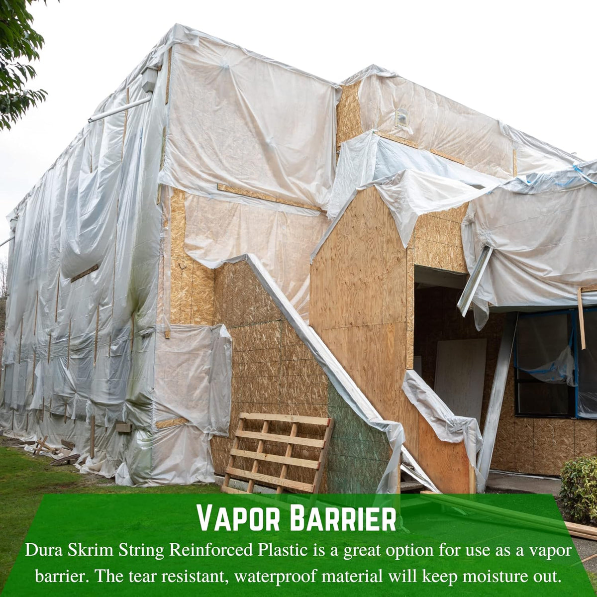 Farm Plastic Supply - Dura Skrim String Reinforced Clear Plastic Sheeting - 10 Mil - (24' x 45') - UV-Rated Extra Heavy Duty Poly Film Tear Resistant, Vapor Barrier Polyethylene Roll for Construction