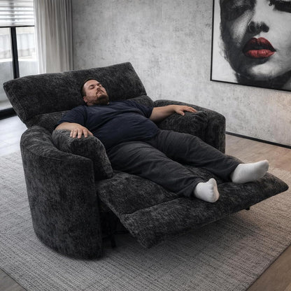 450lbs Oversized Recliner Chair, 52" Extra Wide Electric Recliner for Big and Tall Adults, Chenille Power Recliner with USB & Type-C Ports, Large Sofa Reclinable for Living Room, Black