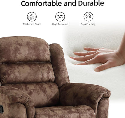 EBELLO Reclining Sofa for Living Room, Extra Wide Modern Overstuffed 3 Seat Recliner Manual Sofa Chair, Breathable Soft Fabric and Padded Seat, Brown