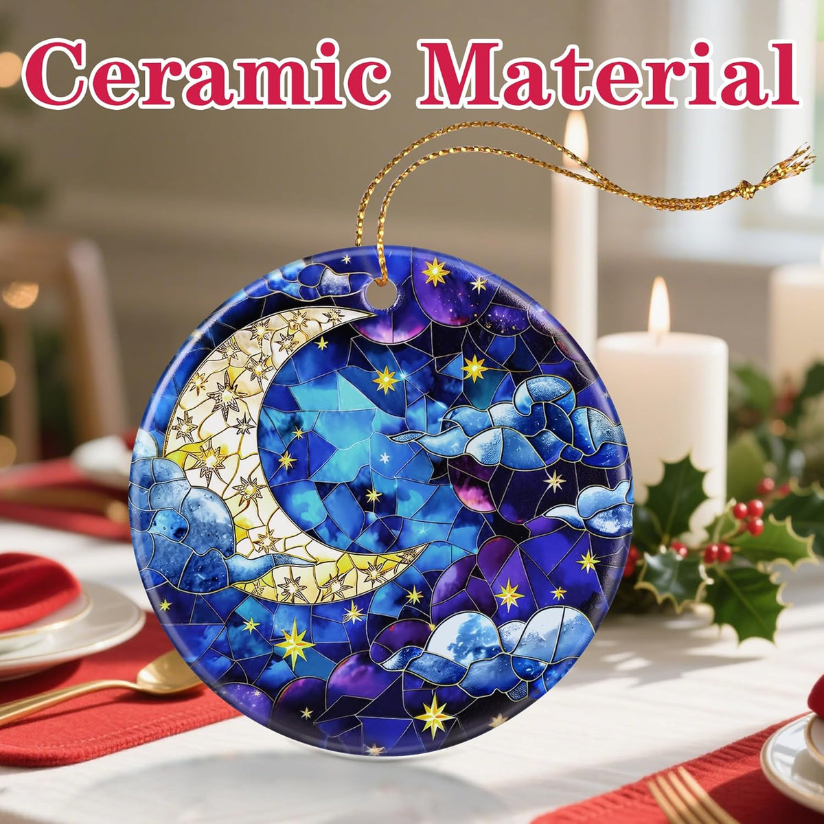 Christmas Ornament, Christmas Decoration, Ceramic-Style Night Sky Ornament, Heirloom Keepsakes, Holiday Ornaments, Holiday Presents, Unique Xmas Gifts, Gift Exchange Ornaments, Gift Idea