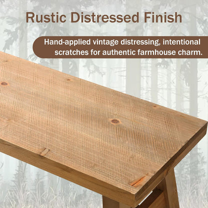 Wnutrees Sawmill Solid Wood Bench, 30" Farmhouse Entryway Bench, Natural | Rustic Hallway Seat for End of Bed, Living Room, Dining Area, Handcraft Finish