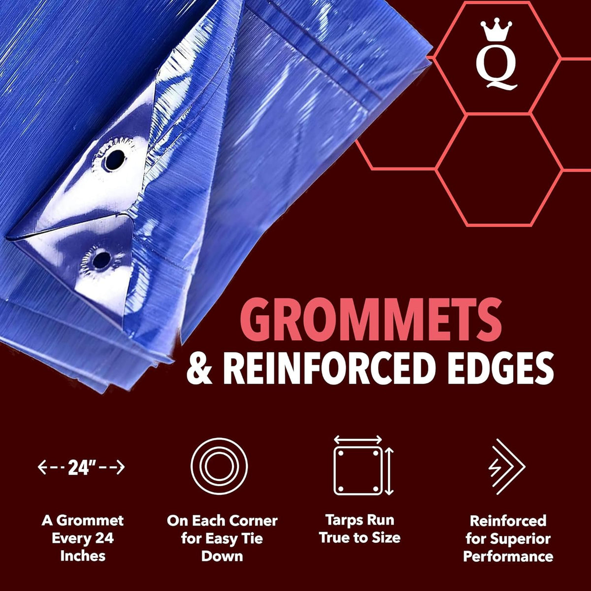QUEEN OF TARPS | 10x12 Light Duty Tarp Waterproof, 70 GSM is 7 MIL, UV/Tear Resistant Tarp, Camping, Outdoor Furniture, Car, Tents, Painting, Firewood Protection | 10x12, Light Duty