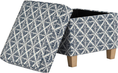 HomePop 18" Classic Square Storage Ottoman - Blue Geometric Pattern
