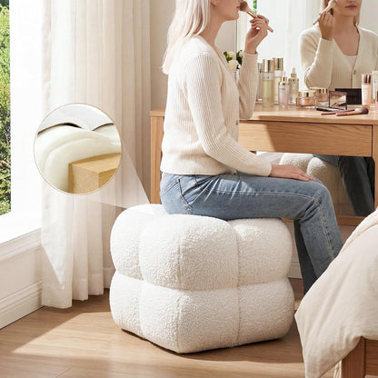 Zesthouse Square Pouf Ottoman Footstool, Modern Vanity Chair for Bedroom