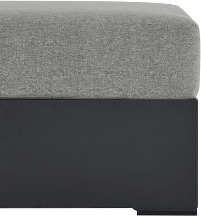 Modway Tahoe Aluminum Ottoman Gray with Weather-Resistant Cushion-Ideal as Outdoor Footstool, Patio or Sunroom Furniture