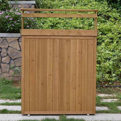 Outdoor Storage Cabinet Waterproof with Shelves Ventilated Shutter Door, Outdoor Cabinets Weatherproof Tall Adjustable Foot Pads for Delivery Patio Garden and P,Brown