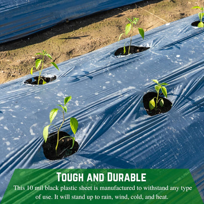 Farm Plastic Supply - Black Plastic Sheeting - 10 mil - (10' x 100') - Black Plastic Tarp, Polyethylene Vapor Barrier Plastic Sheeting, Painters Tarp, Roll of Heavy Duty Plastic
