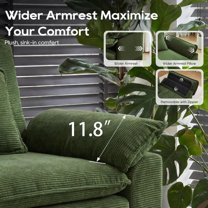 URRED Oversized Modular Sectional Sofa，Solid Green：122" U Shaped | Modern Comfy Cloud Couch with Movable Ottoman and Pillow, Deep Seat Couches for Living Room, Bedroom or Apartment