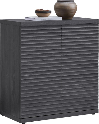 SICOTAS Buffet Cabinet with Storage Accent Sideboard Modern Credenza with Doors & Shelves Fluted Media Console Mid Century Coffee Bar Table for Living Room Kitchen Dining Room Hallway (1PCS)