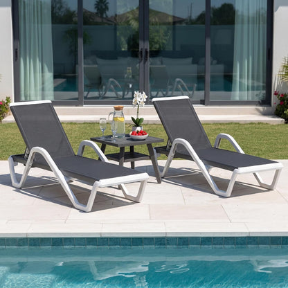 PURPLE LEAF Lounge Chair Outdoor Set of 2 w/Armrest & 1 Table, Dark Grey | Easy Assembly, Clear step-by-step instructions and simple hardware help you set up the lounge chairs in just a few minutes