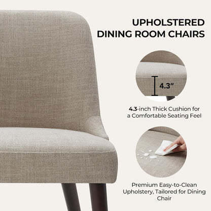 CHITA Mid-Century Modern Dining Chair, Upholstered Fabric Accent Chair for Dining Room, Set of 4,Beige