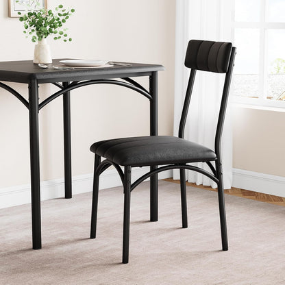 3-Piece Dining Table Set for 2, Kitchen Table Set with 2 Upholstered Chairs, Square Dining Table Set for Apartment, Studio, Small Space, Black