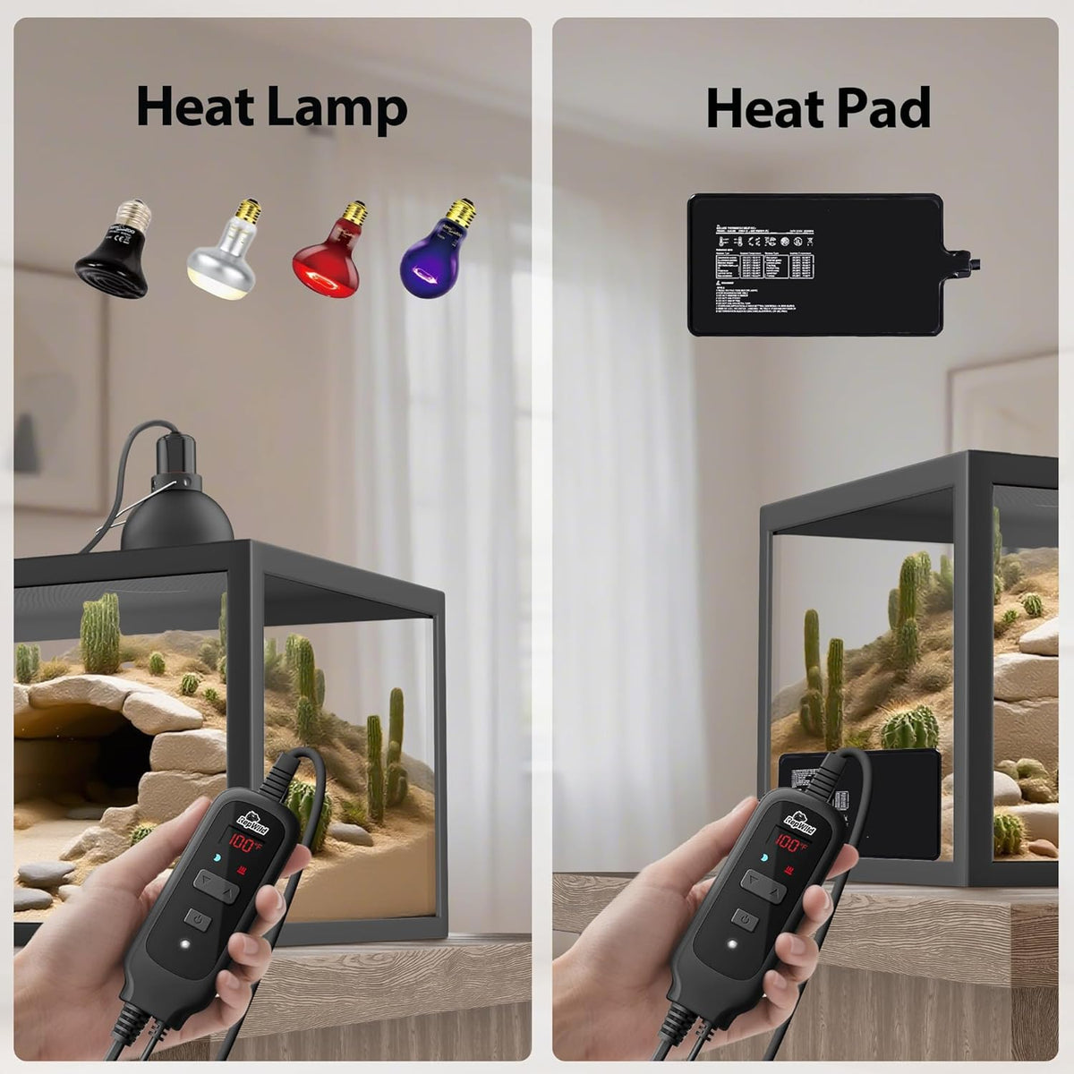 Reptile Heat Mat Thermostat for Reptiles Heating Pad，Thermostat, Digital Thermostat Connectable Heating Device, Waterproof Heating Pad Thermostat for Reptiles, Turtles, Lizards, Frogs, Snakes, Plants