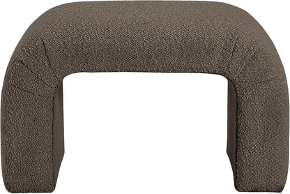 Meridian Furniture 169Brown Niagara Collection Modern | Contemporary Boucle Fabric Upholstered Bench with Rich Brown Boucle Fabric, Curved Contemporary Design, 28" W x 15.5" D x 17.5" H, Brown