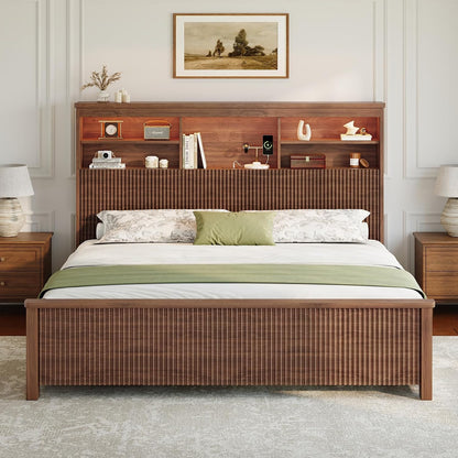 Queen Size Bed Frame with 4 Storage Drawers