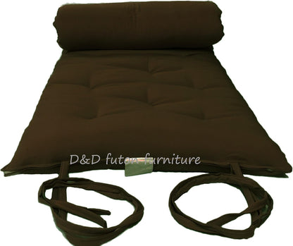 D&D Futon Furniture Brown Queen Size Traditional Japanese Floor Rolling Futon Mattresses, Shikifuton, Tatami, Cotton/Foam Topper Mattress 80 x 60 x 3