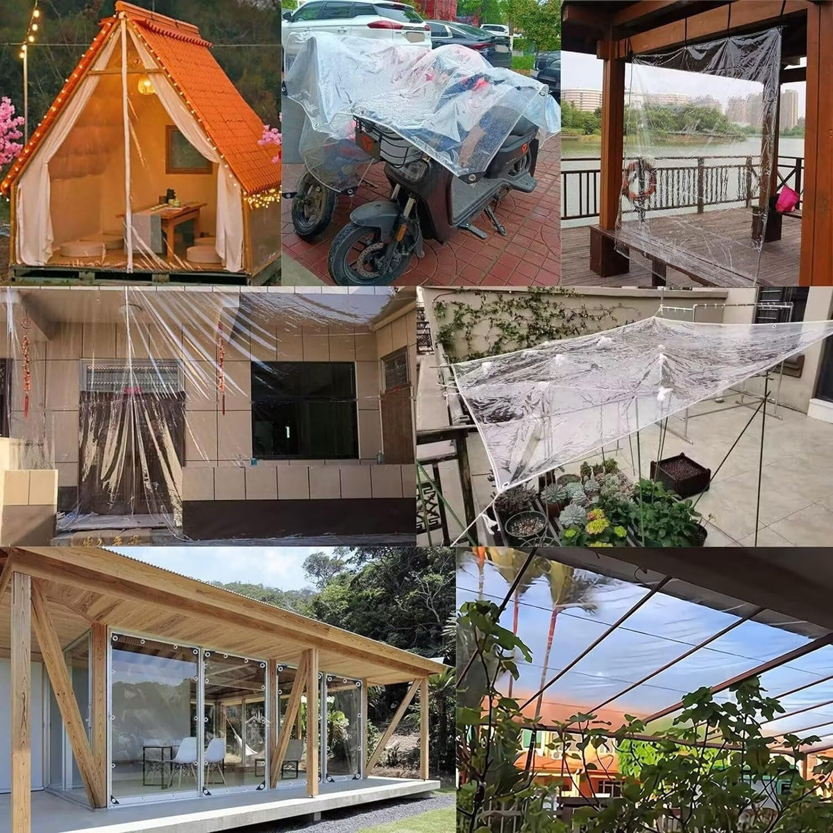 12' X 16' Clear Vinyl Tarp, 14 Mil Clear Tarps Heavy Duty Water Resistant, 400g/m² Thickened Tear Resistant with Metal Grommets, for Patio Porch and Garden Chicken Coop