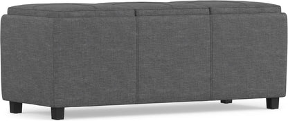 SIMPLIHOME Avalon 42" Wide Linen Look Fabric Storage Ottoman in Slate Grey