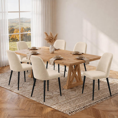 Upholstered Dining Chairs Set of 4, Chenille Fabric Modern Dining Room Chairs, Mid-Century Side Chairs, Kitchen Chairs for Living Room, Restaurant, Cafe, Comedor, Beige