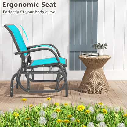 Giantex Swing Glider Chair W/Study Metal Frame Comfortable Patio Chair Love-Seat for Garden, Porch, Backyard, Poolside, Lawn Outdoor Rocking Chair (1, Turquoise)