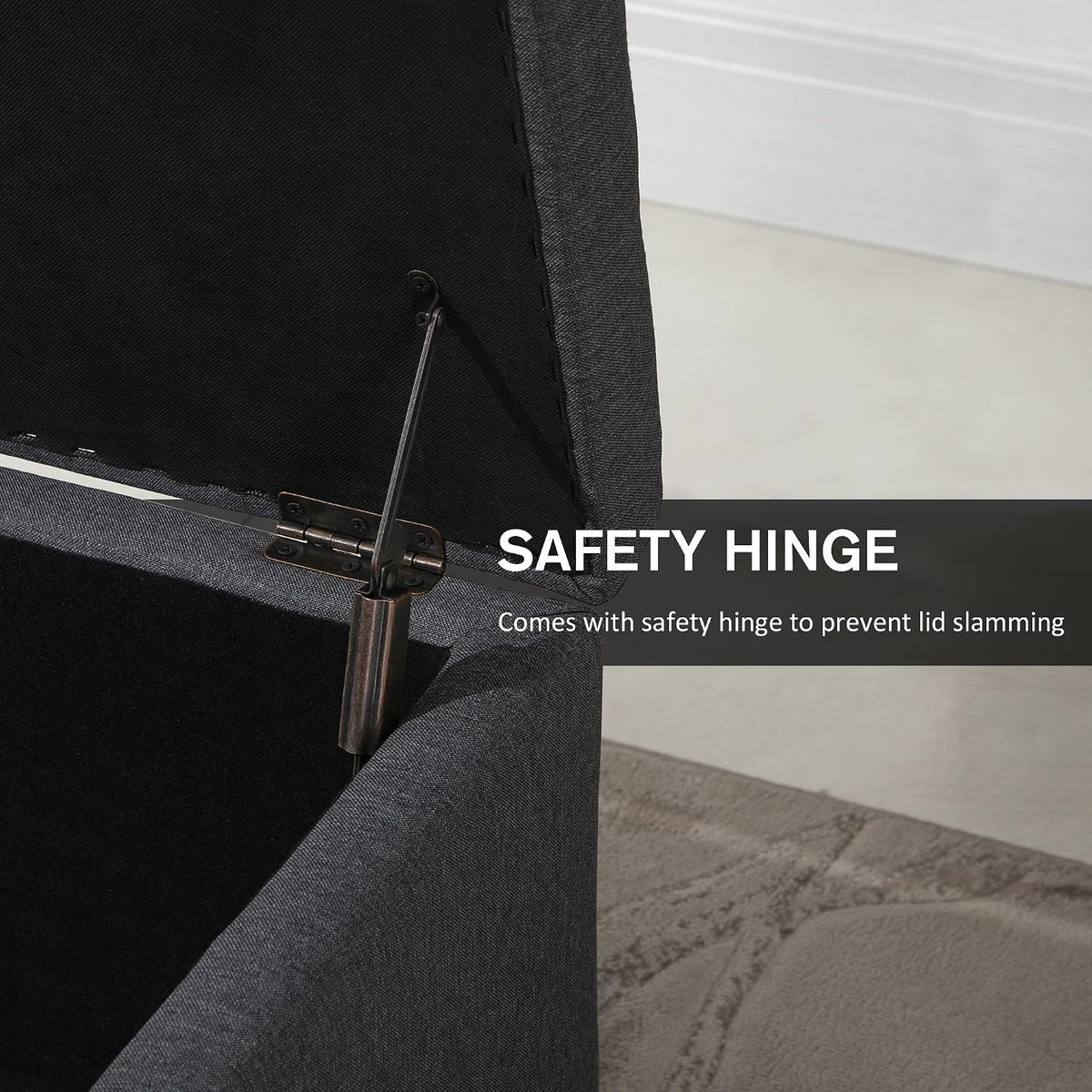 33x28x17inch 450lb Premium Quality Tufted Microfiber Storage Ottoman LiftTop Heavy Duty Metal Hinge Cherry FFor rame Charcoal