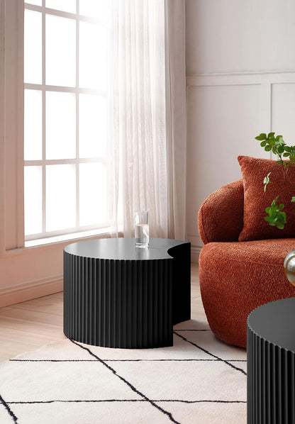 32" Pre-Assembled MDF Nesting End Table, Nesting End Tables with Compact Nesting Design, Coffee Table Set for Apartment and Indoor Leisure use, Black