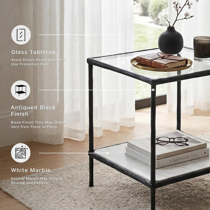 Signature Design by Ashley Modern Glass and Marble End Table, Ryandale