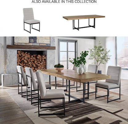 Signature Design by Ashley Tomtyn Dining Chair, Set of 2, Cushioned Polyester Side Chairs with Sturdy Metal Frame, Modern Urban Style for Kitchen or Dining Room, Light Beige & Gunmetal Gray