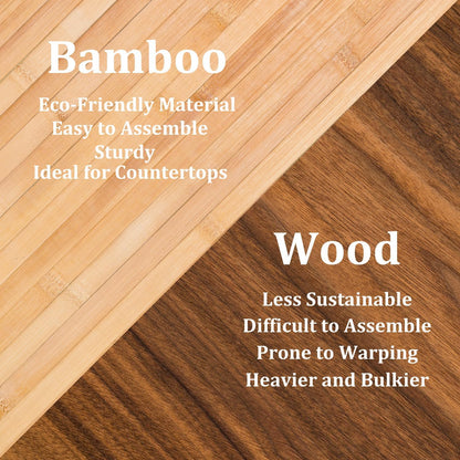 13 Bottle Bamboo Small Wine Rack for Countertop, No Tools Assembly, Modern Lattice Design, Durable, Wine and Liquor Bottle Storage for Small Spaces
