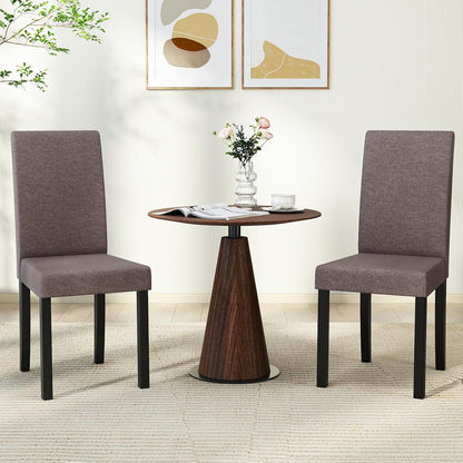 GOFLAME Upholstered Dining Chairs Set of 2, Fabric Kitchen Chairs with Padded Seat, Tilt Backrest, Rubber Wood Legs, Armless Side Chairs for Dining Room, Living Room, Restaurant, Brown
